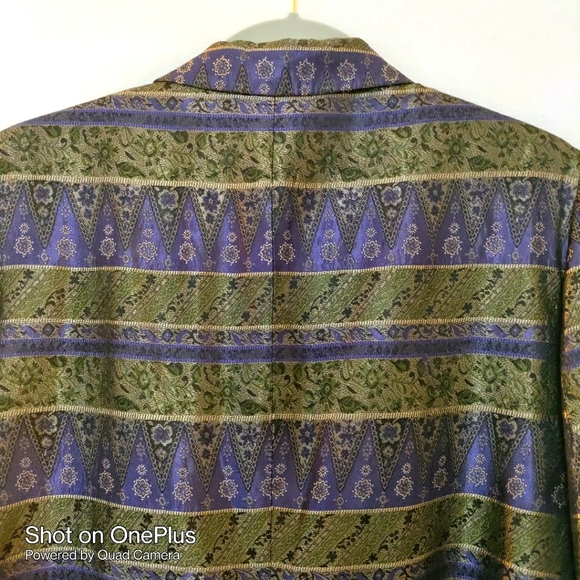 Caroline JERARD Women's Multicolor Jacquard Tapestry Knee Length Coat size 12 - Picture 5 of 8